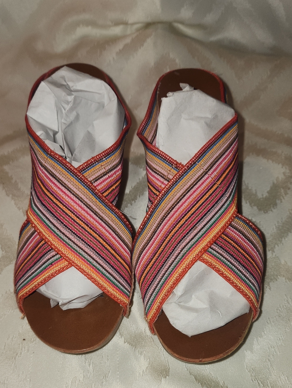 Rocket Dog Multicolor Striped Crisscross Slide Mules